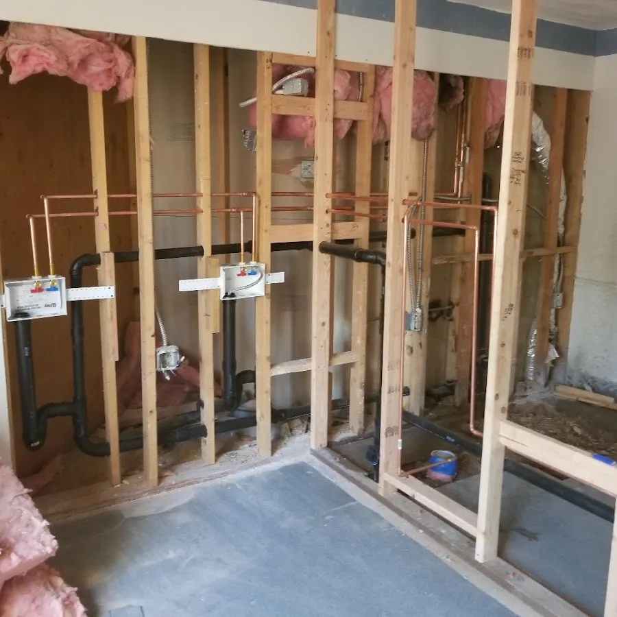 Copper pipe rough-in and plumbing installation in Boxford
